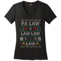 Fa Law Law Vintage Lawyer Ugly Christmas Sweater Women's V-Neck T-Shirt