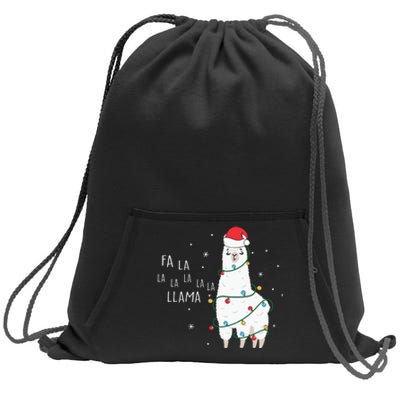 Fa La La Llama Christmas Light Sweatshirt Cinch Pack Bag