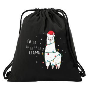 Fa La La Llama Christmas Light Drawstring Bag