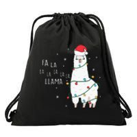 Fa La La Llama Christmas Light Drawstring Bag