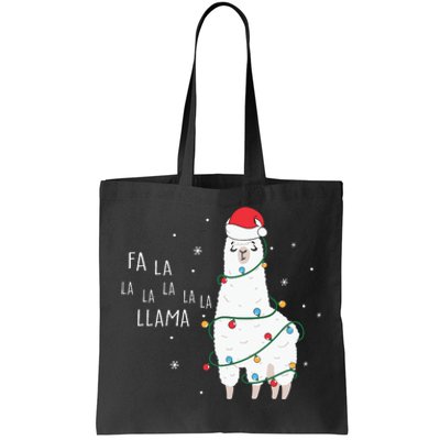 Fa La La Llama Christmas Light Tote Bag