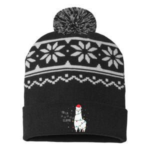 Fa La La Llama Christmas Light USA-Made Snowflake Beanie