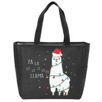 Fa La La Llama Christmas Light Zip Tote Bag