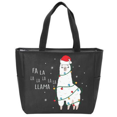 Fa La La Llama Christmas Light Zip Tote Bag