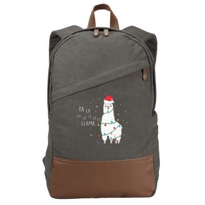 Fa La La Llama Christmas Light Cotton Canvas Backpack