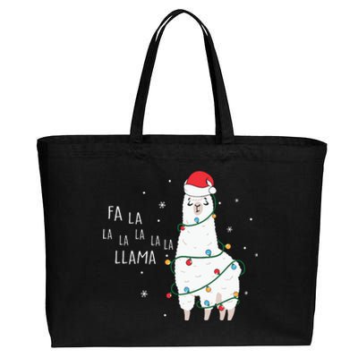 Fa La La Llama Christmas Light Cotton Canvas Jumbo Tote