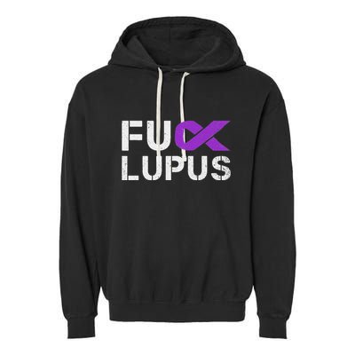 Fuck Lupus Lupus Awareness Month Purple Ribbon Garment-Dyed Fleece Hoodie