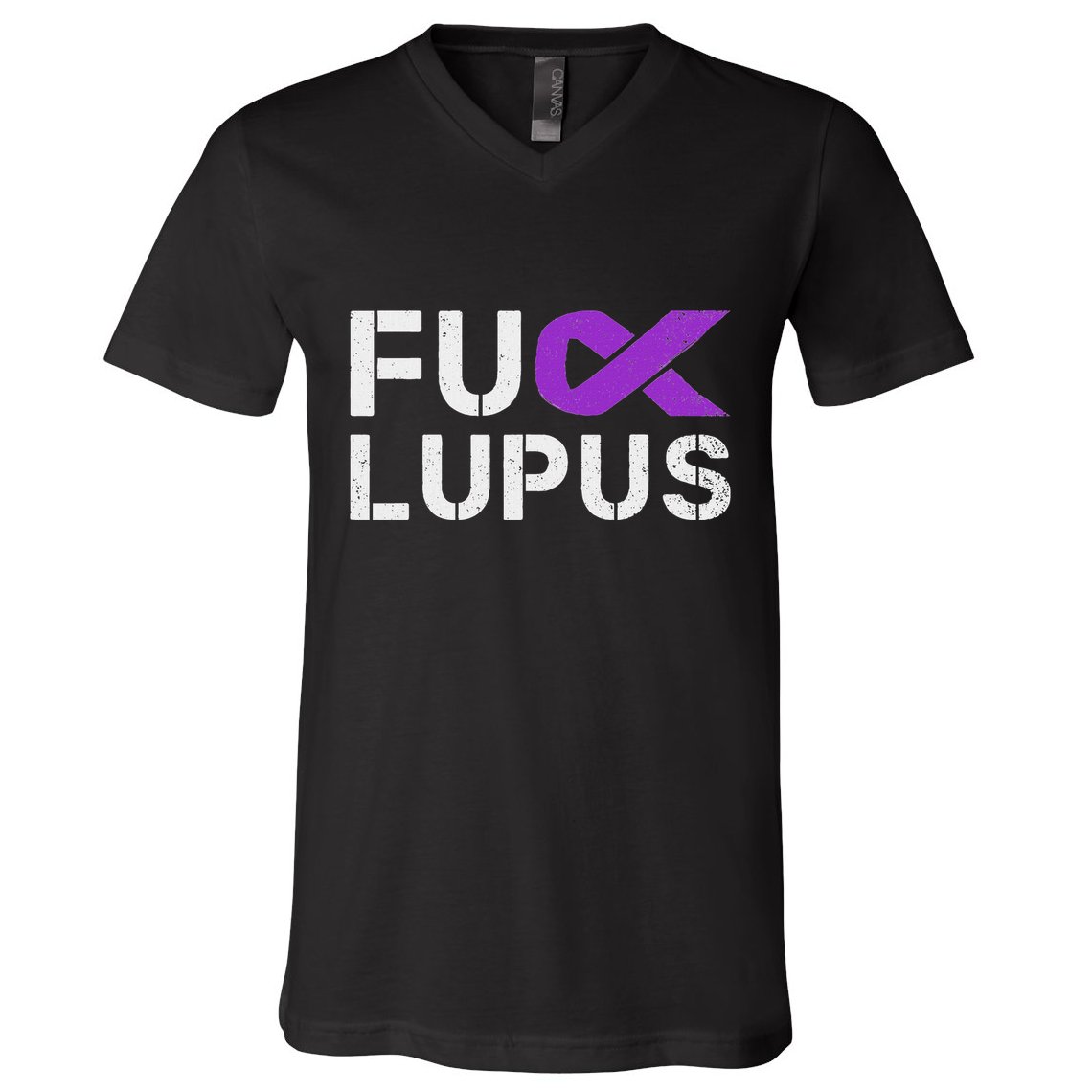 Fuck Lupus Lupus Awareness Month Purple Ribbon V-Neck T-Shirt