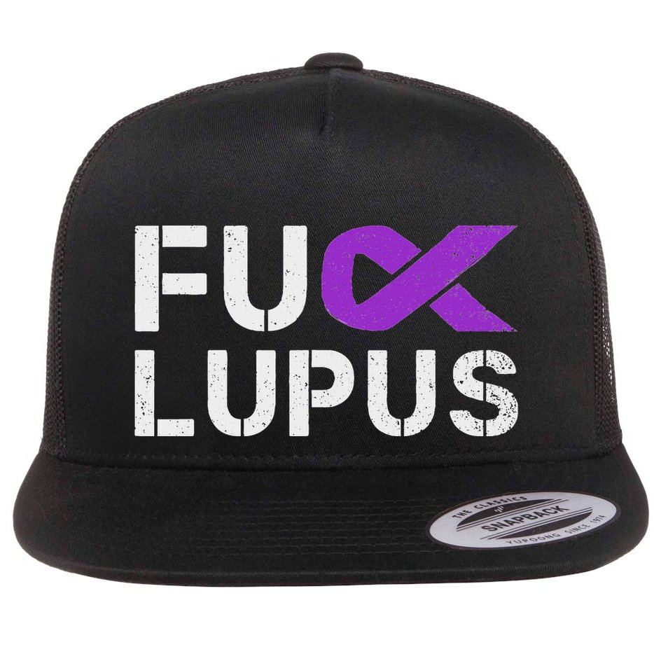 Fuck Lupus Lupus Awareness Month Purple Ribbon Flat Bill Trucker Hat