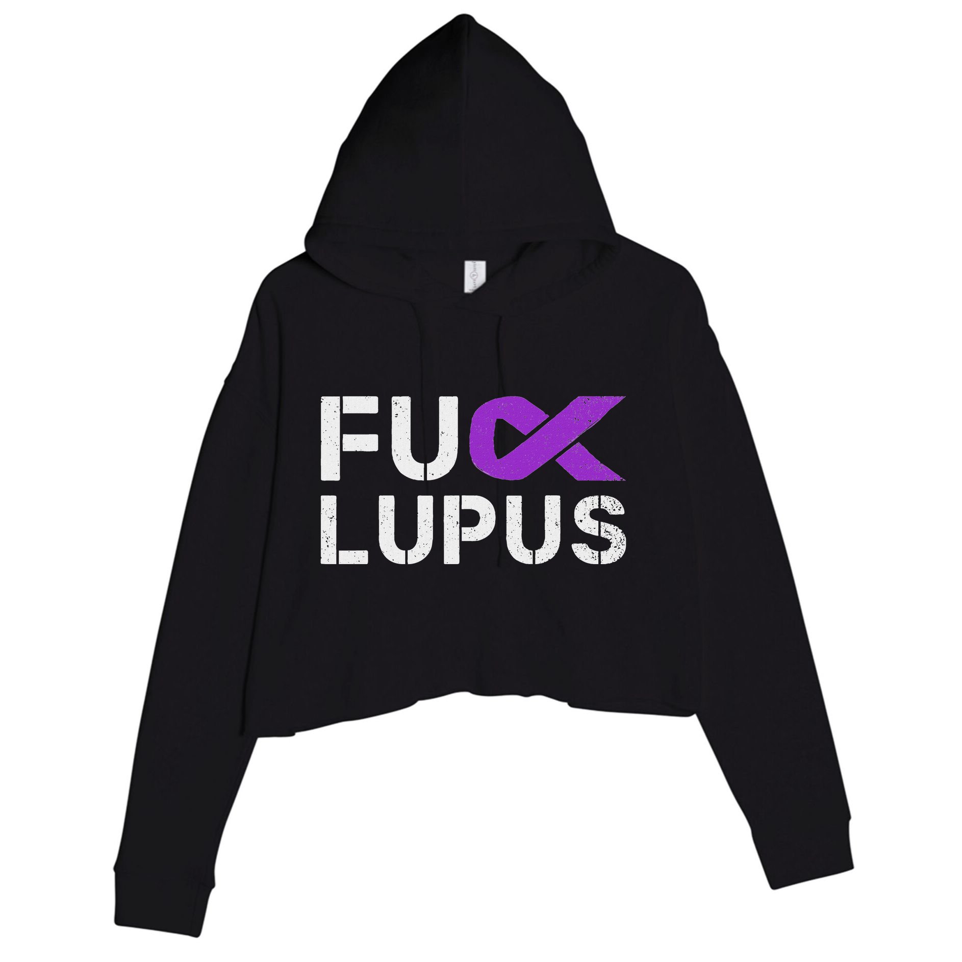 Fuck Lupus Lupus Awareness Month Purple Ribbon Crop Fleece Hoodie