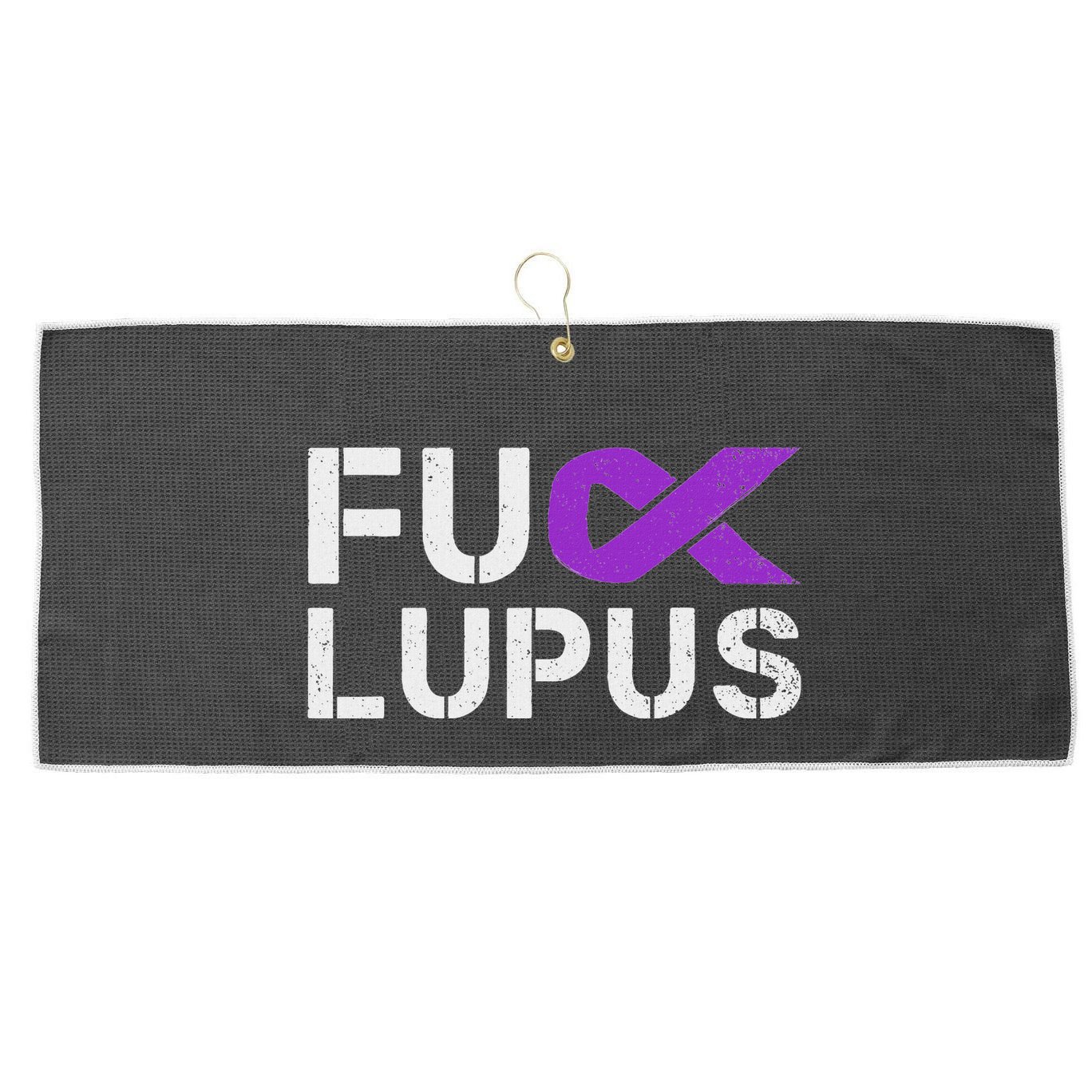 Fuck Lupus Lupus Awareness Month Purple Ribbon Large Microfiber Waffle Golf Towel