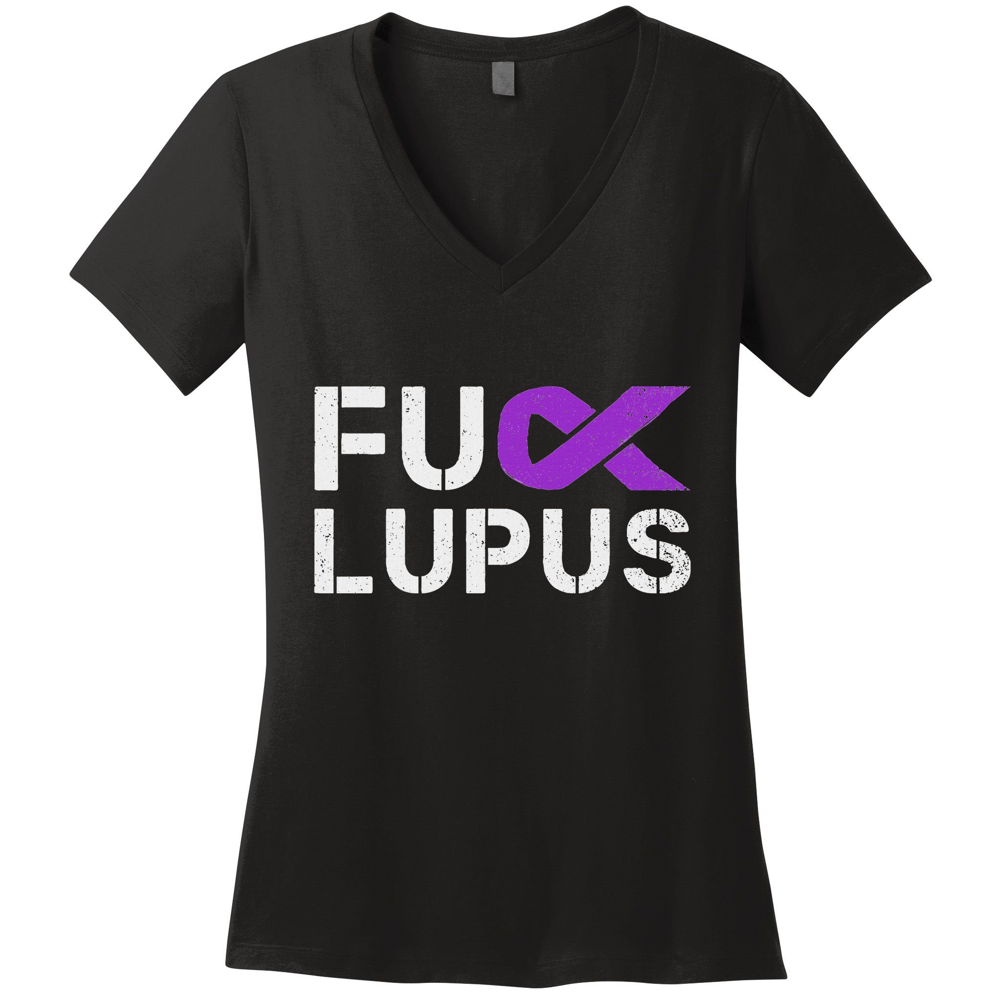 Fuck Lupus Lupus Awareness Month Purple Ribbon Women's V-Neck T-Shirt