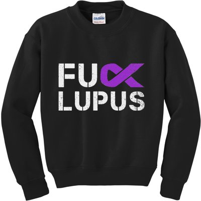 Fuck Lupus Lupus Awareness Month Purple Ribbon Kids Sweatshirt