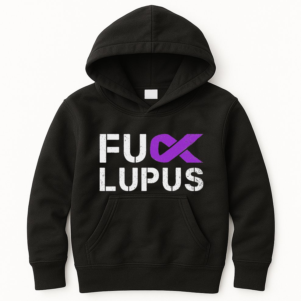 Fuck Lupus Lupus Awareness Month Purple Ribbon Kids Hoodie