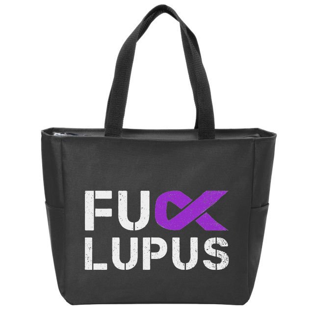 Fuck Lupus Lupus Awareness Month Purple Ribbon Zip Tote Bag