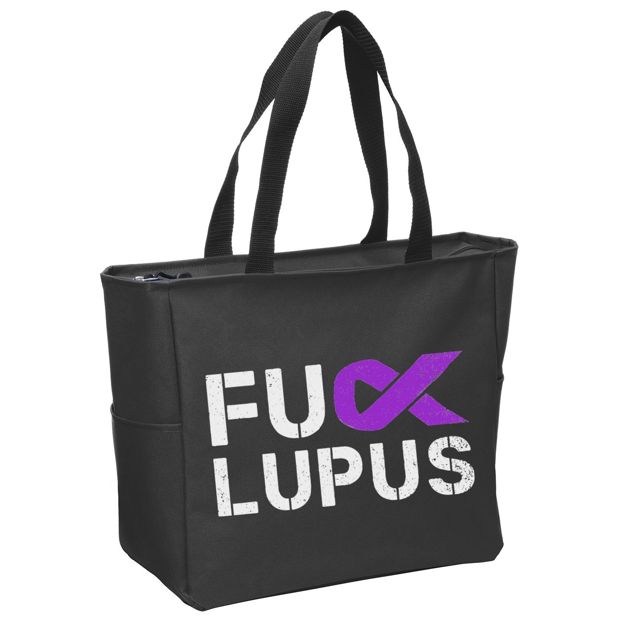Fuck Lupus Lupus Awareness Month Purple Ribbon Zip Tote Bag