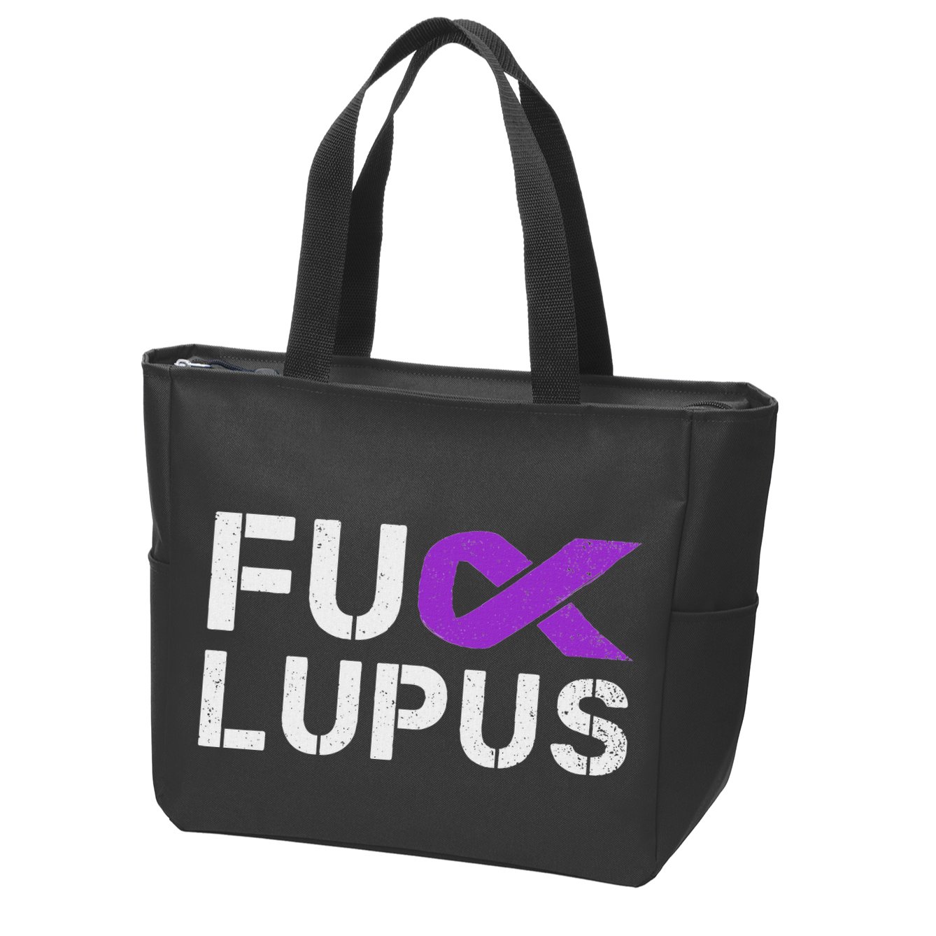 Fuck Lupus Lupus Awareness Month Purple Ribbon Zip Tote Bag