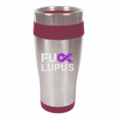Fuck Lupus Lupus Awareness Month Purple Ribbon 16oz Travel Tumbler
