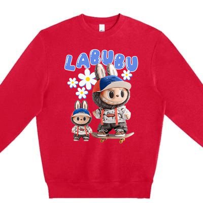 Funny Labubu Lover Cute Labubu Party Meme Premium Crewneck Sweatshirt