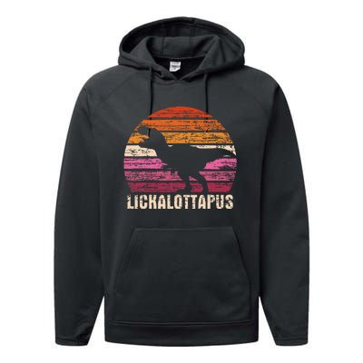 Funny Lesbian Lickalottapus Dinosaurs LGBTQ Pride Flag Retro Performance Fleece Hoodie