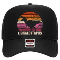 Funny Lesbian Lickalottapus Dinosaurs LGBTQ Pride Flag Retro High Crown Mesh Back Trucker Hat