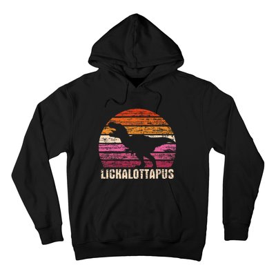 Funny Lesbian Lickalottapus Dinosaurs LGBTQ Pride Flag Retro Hoodie