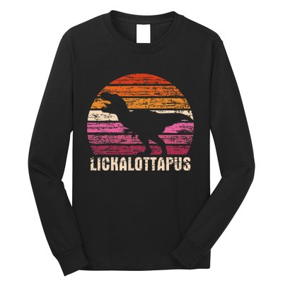 Funny Lesbian Lickalottapus Dinosaurs LGBTQ Pride Flag Retro Long Sleeve Shirt