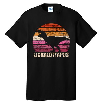 Funny Lesbian Lickalottapus Dinosaurs LGBTQ Pride Flag Retro Tall T-Shirt