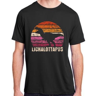 Funny Lesbian Lickalottapus Dinosaurs LGBTQ Pride Flag Retro Adult ChromaSoft Performance T-Shirt