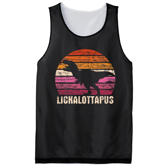 Funny Lesbian Lickalottapus Dinosaurs LGBTQ Pride Flag Retro Mesh Reversible Basketball Jersey Tank