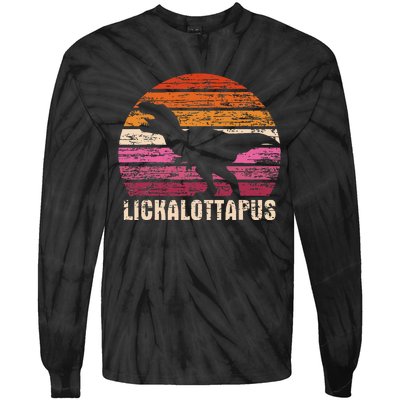 Funny Lesbian Lickalottapus Dinosaurs LGBTQ Pride Flag Retro Tie-Dye Long Sleeve Shirt