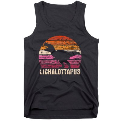 Funny Lesbian Lickalottapus Dinosaurs LGBTQ Pride Flag Retro Tank Top