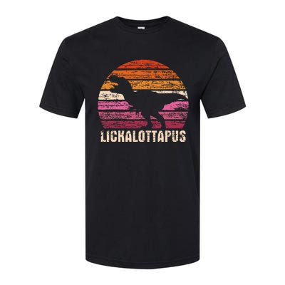 Funny Lesbian Lickalottapus Dinosaurs LGBTQ Pride Flag Retro Softstyle CVC T-Shirt