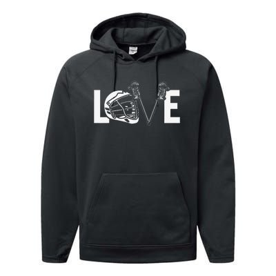 Funny Lacrosse Lover LAX LOVE Lacrosse Player Performance Fleece Hoodie