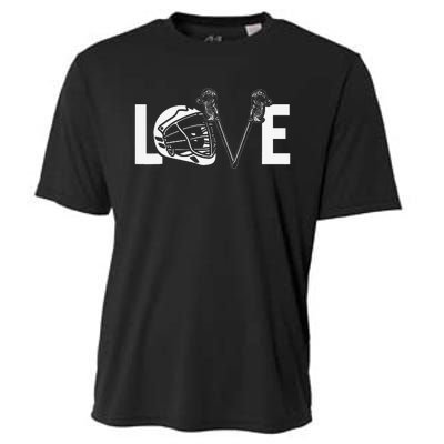 Funny Lacrosse Lover LAX LOVE Lacrosse Player Cooling Performance Crew T-Shirt