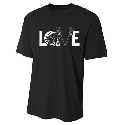 Funny Lacrosse Lover LAX LOVE Lacrosse Player Performance Sprint T-Shirt