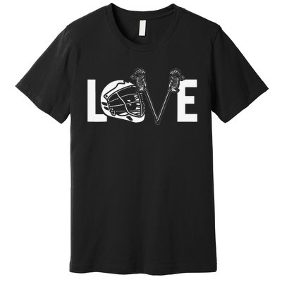 Funny Lacrosse Lover LAX LOVE Lacrosse Player Premium T-Shirt