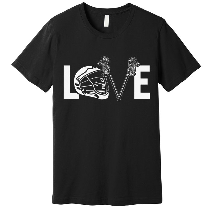 Funny Lacrosse Lover LAX LOVE Lacrosse Player Premium T-Shirt