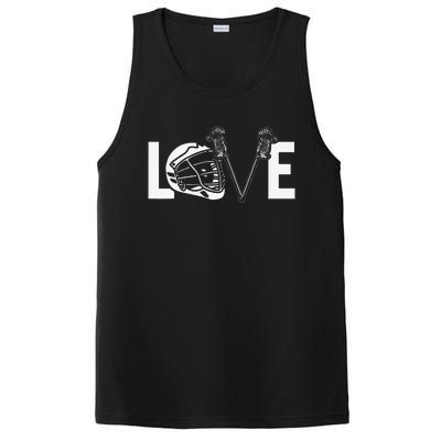 Funny Lacrosse Lover LAX LOVE Lacrosse Player PosiCharge Competitor Tank