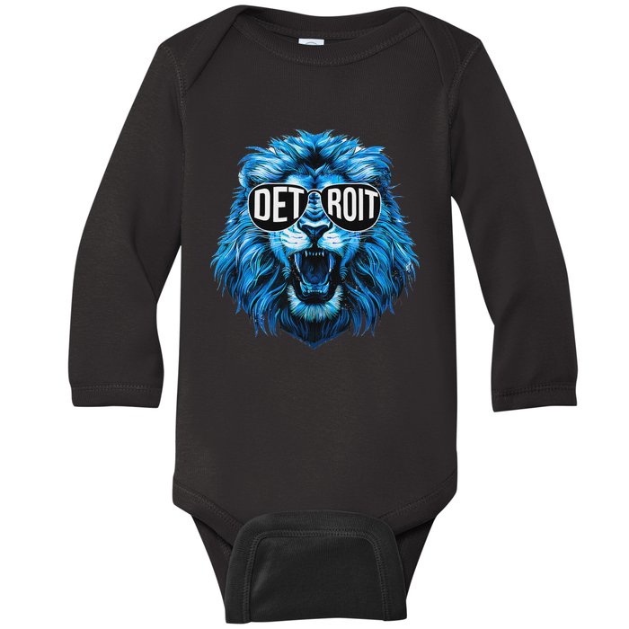 Funny Lion Lovers Wearing Glasses Retro Vintage Style Baby Long Sleeve Bodysuit