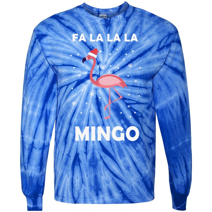 Fa La La La Mingo Tropical Flamingo Christmas Festive Funny Gift Tie-Dye Long Sleeve Shirt