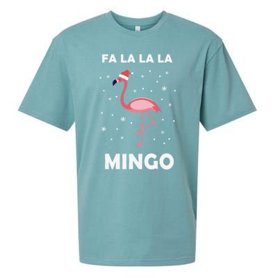 Fa La La La Mingo Tropical Flamingo Christmas Festive Funny Gift Sueded Cloud Jersey T-Shirt