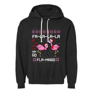 Fa La La Mingo Christmas Pajama Cute Flamingo Ugly XMas Garment-Dyed Fleece Hoodie