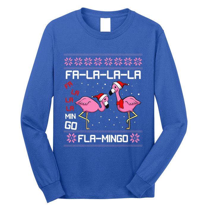 Fa La La Mingo Christmas Pajama Cute Flamingo Ugly XMas Long Sleeve Shirt