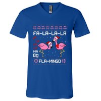 Fa La La Mingo Christmas Pajama Cute Flamingo Ugly XMas V-Neck T-Shirt