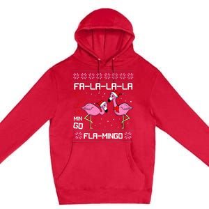 Fa La La Mingo Christmas Pajama Cute Flamingo Ugly XMas Premium Pullover Hoodie