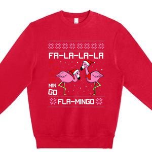 Fa La La Mingo Christmas Pajama Cute Flamingo Ugly XMas Premium Crewneck Sweatshirt