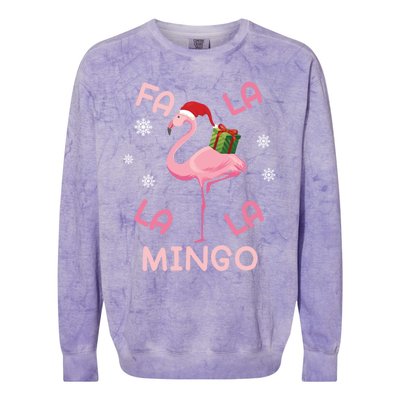 Fa La La La Mingo Christmas Day Pink Flamingo Merry Xmas Gift Colorblast Crewneck Sweatshirt