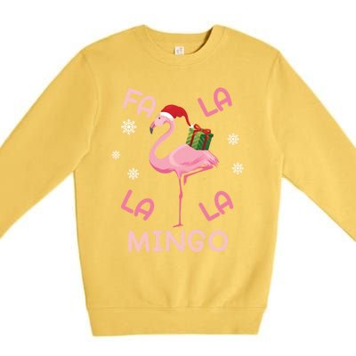 Fa La La La Mingo Christmas Day Pink Flamingo Merry Xmas Gift Premium Crewneck Sweatshirt