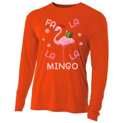 Fa La La La Mingo Christmas Day Pink Flamingo Merry Xmas Gift Cooling Performance Long Sleeve Crew